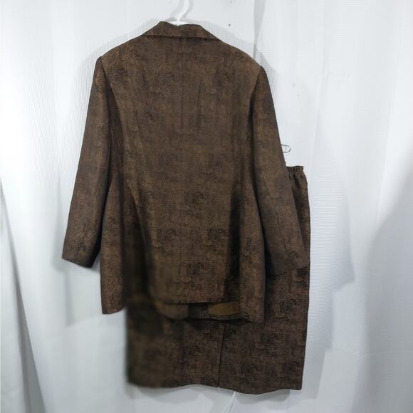 MORGAN MILLER! FAB BRONZE/BLACK ABSTRACT SWIRL PATTERN 2 PC SKIRT SUIT! SZ 24W - Picture 7 of 13